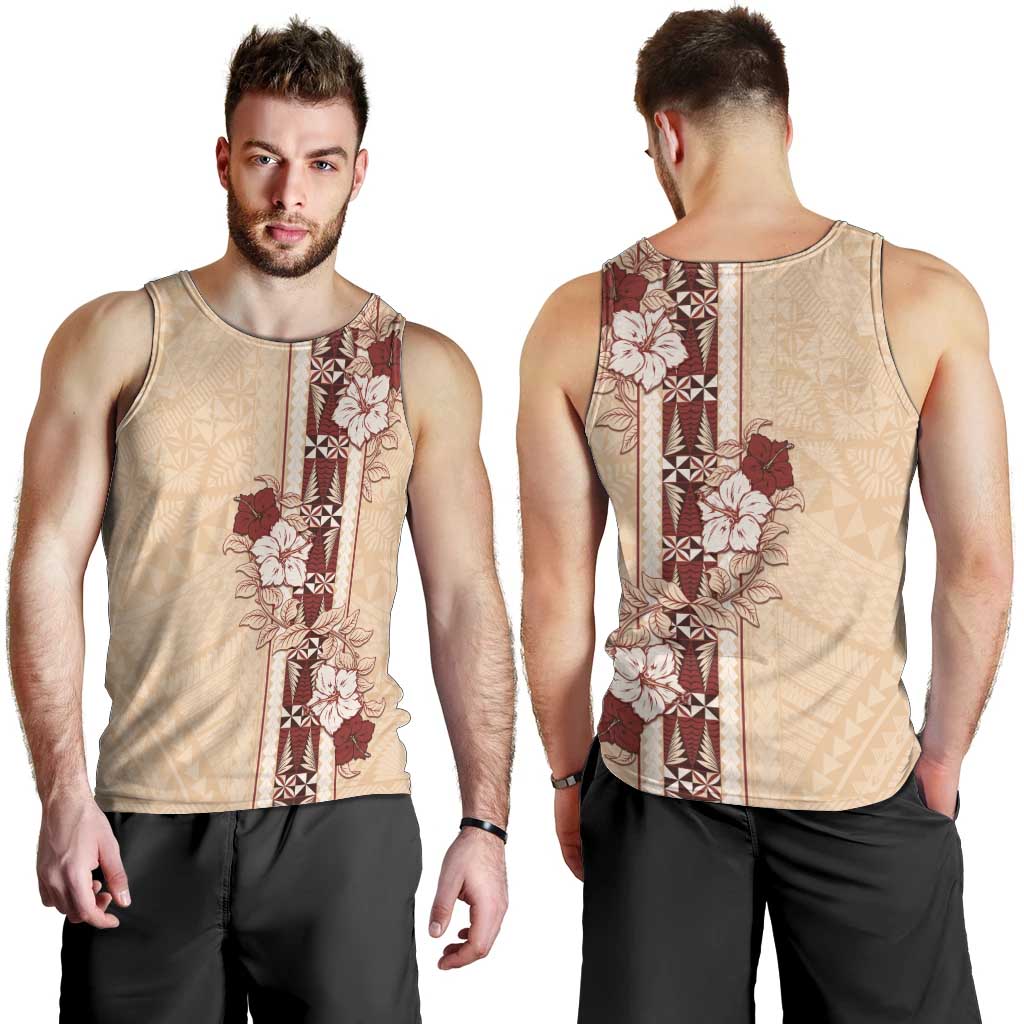 Tonga Language Week Men Tank Top Hibiscus Tongan Ngatu Pattern LT05 - Polynesian Pride