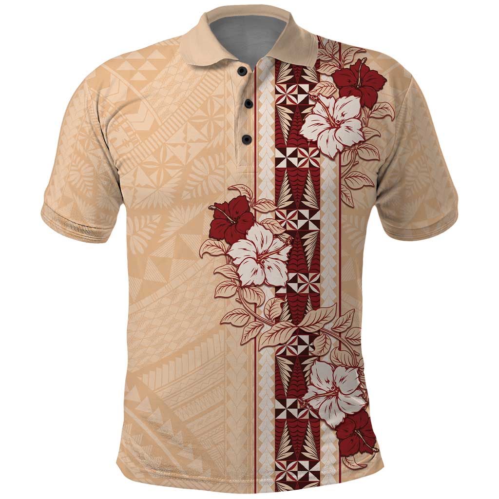 Tonga Language Week Polo Shirt Hibiscus Tongan Ngatu Pattern