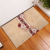 Tonga Language Week Rubber Doormat Hibiscus Tongan Ngatu Pattern LT05 - Polynesian Pride