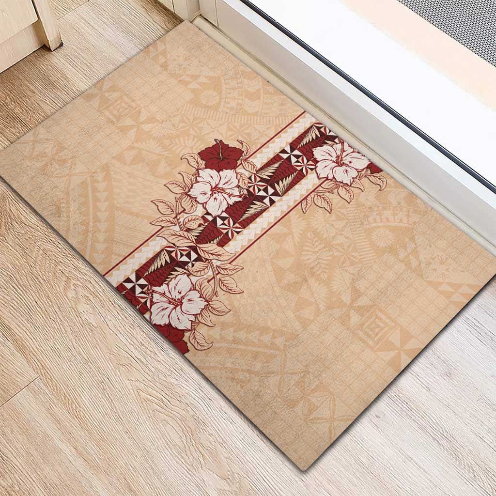 Tonga Language Week Rubber Doormat Hibiscus Tongan Ngatu Pattern LT05 - Polynesian Pride