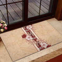 Tonga Language Week Rubber Doormat Hibiscus Tongan Ngatu Pattern LT05 - Polynesian Pride