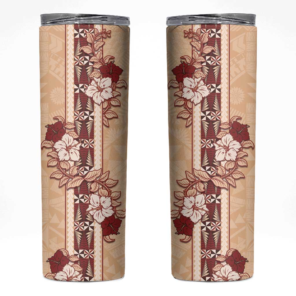 Tonga Language Week Skinny Tumbler Hibiscus Tongan Ngatu Pattern