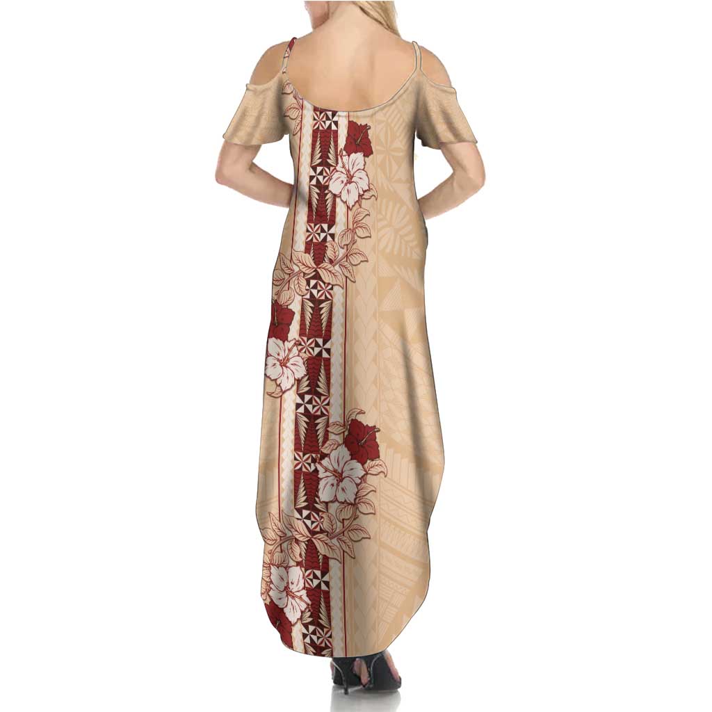 Tonga Language Week Summer Maxi Dress Hibiscus Tongan Ngatu Pattern LT05 - Polynesian Pride