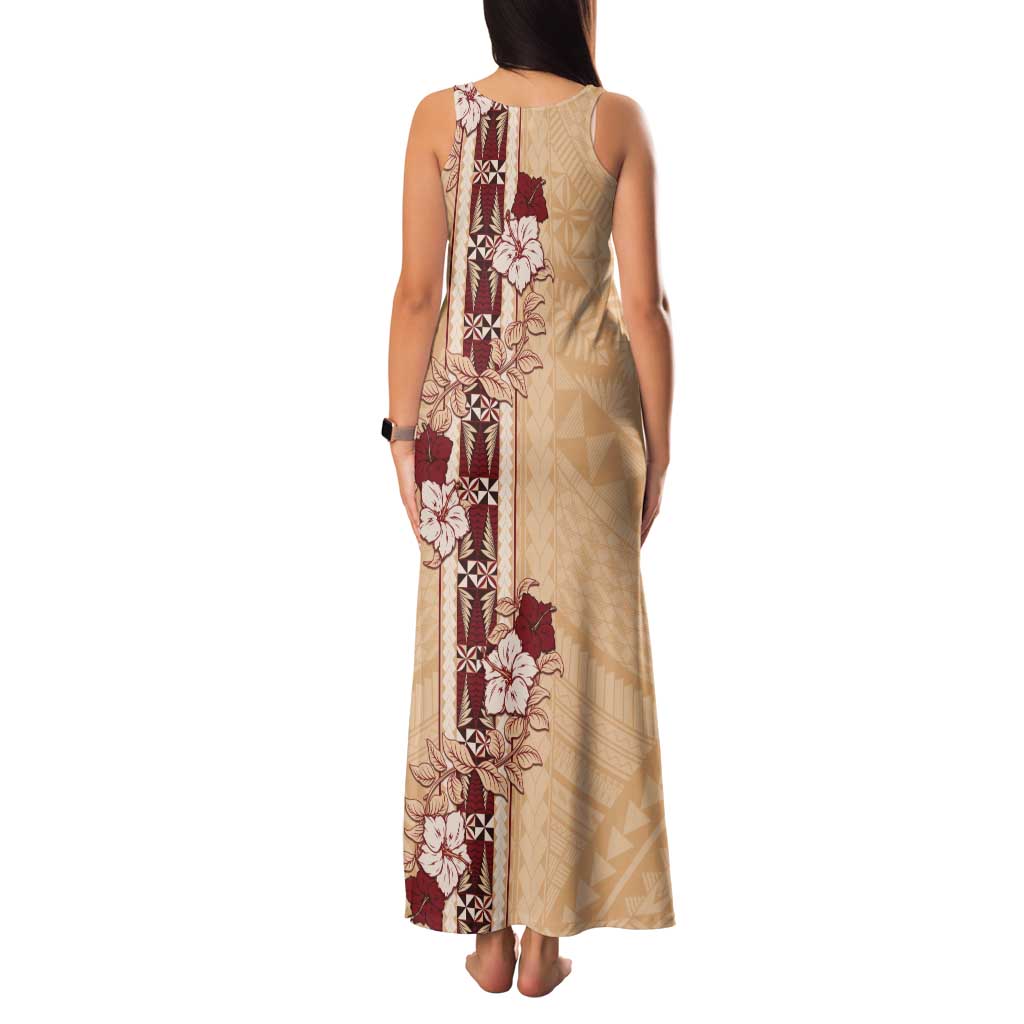 Tonga Language Week Tank Maxi Dress Hibiscus Tongan Ngatu Pattern LT05 - Polynesian Pride