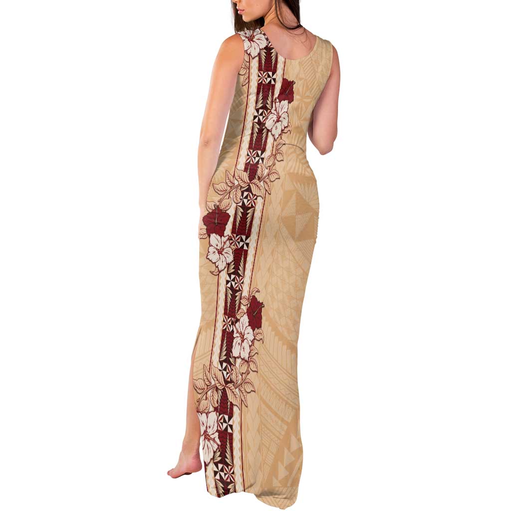 Tonga Language Week Tank Maxi Dress Hibiscus Tongan Ngatu Pattern LT05 - Polynesian Pride