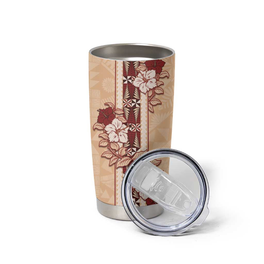 Tonga Language Week Tumbler Cup Hibiscus Tongan Ngatu Pattern LT05 - Polynesian Pride