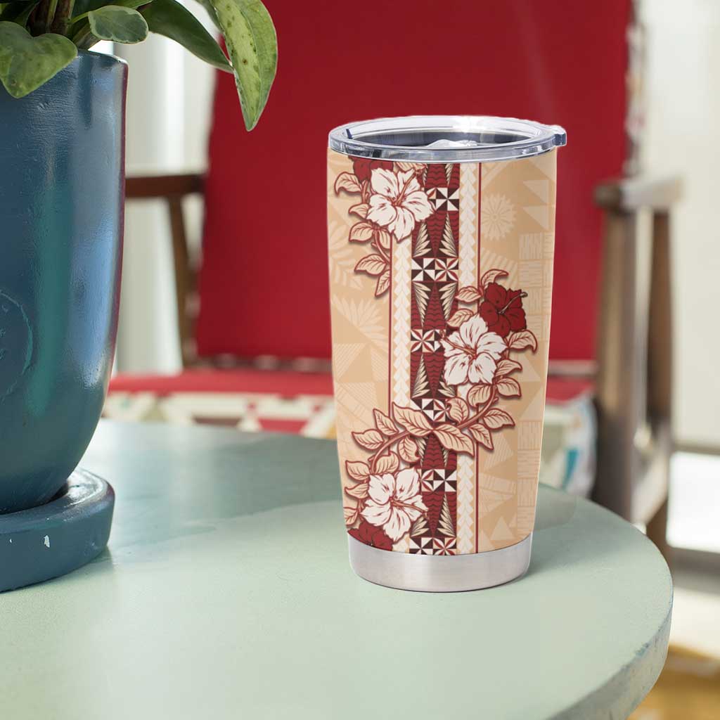 Tonga Language Week Tumbler Cup Hibiscus Tongan Ngatu Pattern LT05 - Polynesian Pride