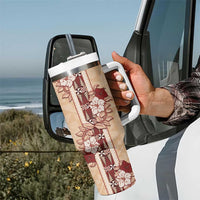Tonga Language Week Tumbler With Handle Hibiscus Tongan Ngatu Pattern LT05 - Polynesian Pride