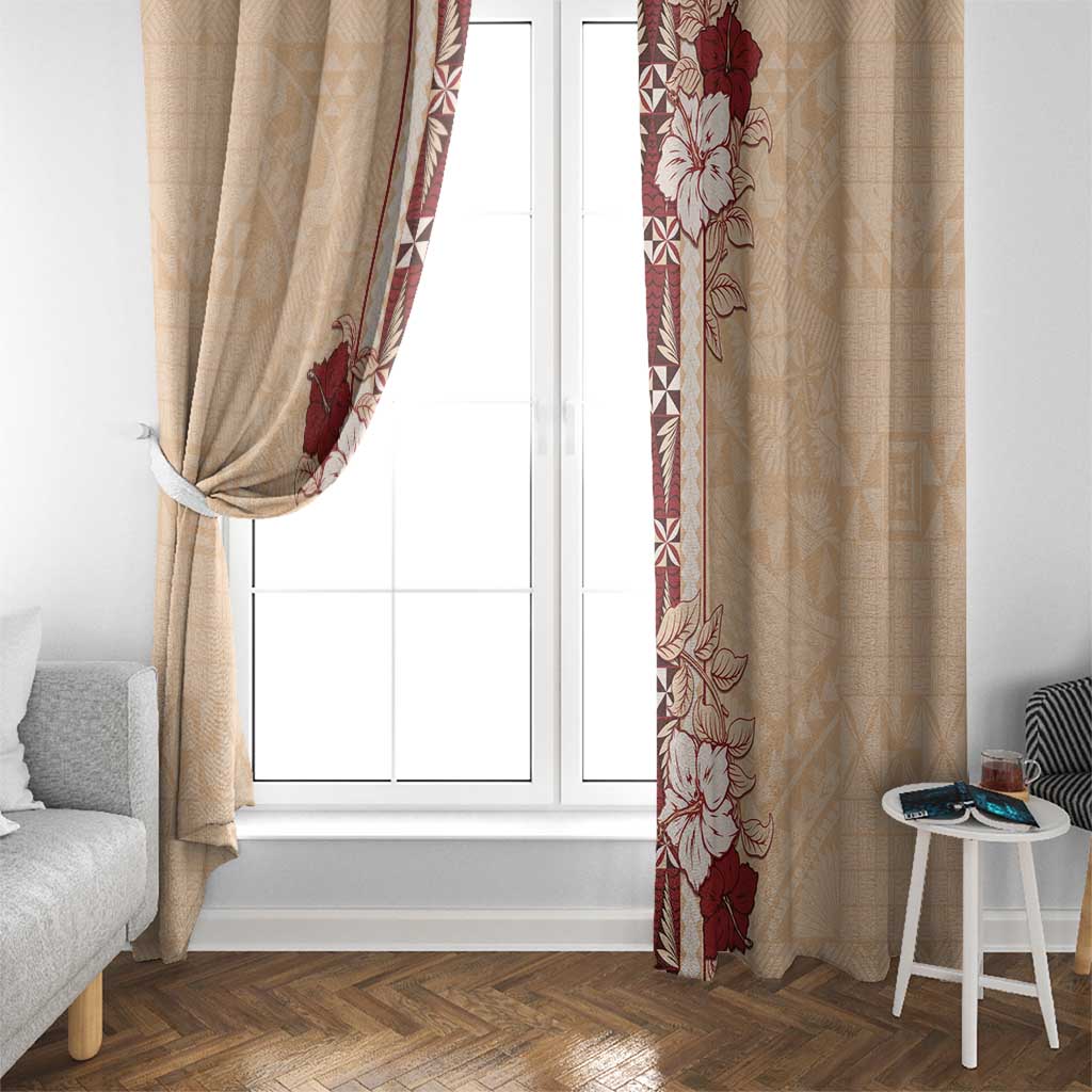 Tonga Language Week Window Curtain Hibiscus Tongan Ngatu Pattern LT05 - Polynesian Pride