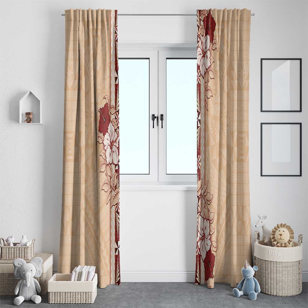 Tonga Language Week Window Curtain Hibiscus Tongan Ngatu Pattern LT05 - Polynesian Pride