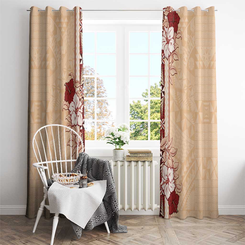 Tonga Language Week Window Curtain Hibiscus Tongan Ngatu Pattern LT05 - Polynesian Pride