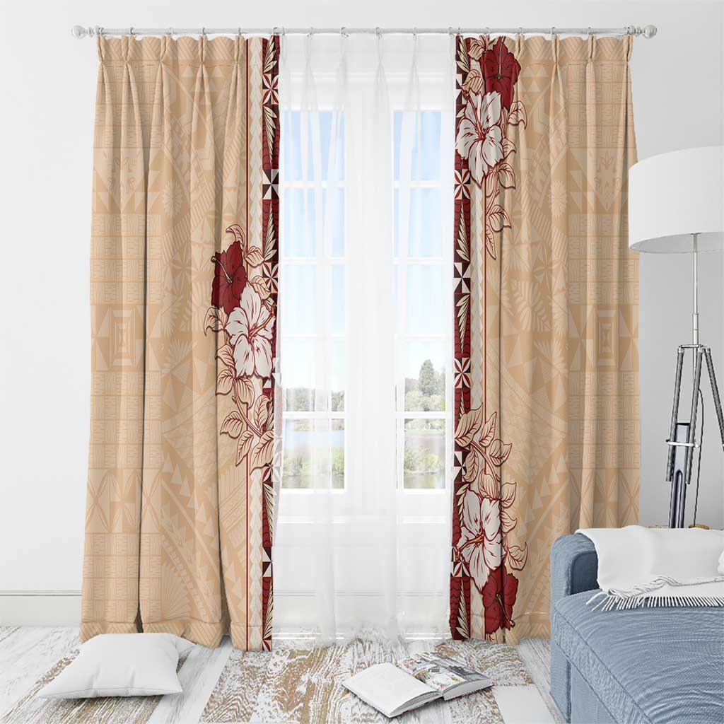 Tonga Language Week Window Curtain Hibiscus Tongan Ngatu Pattern LT05 - Polynesian Pride