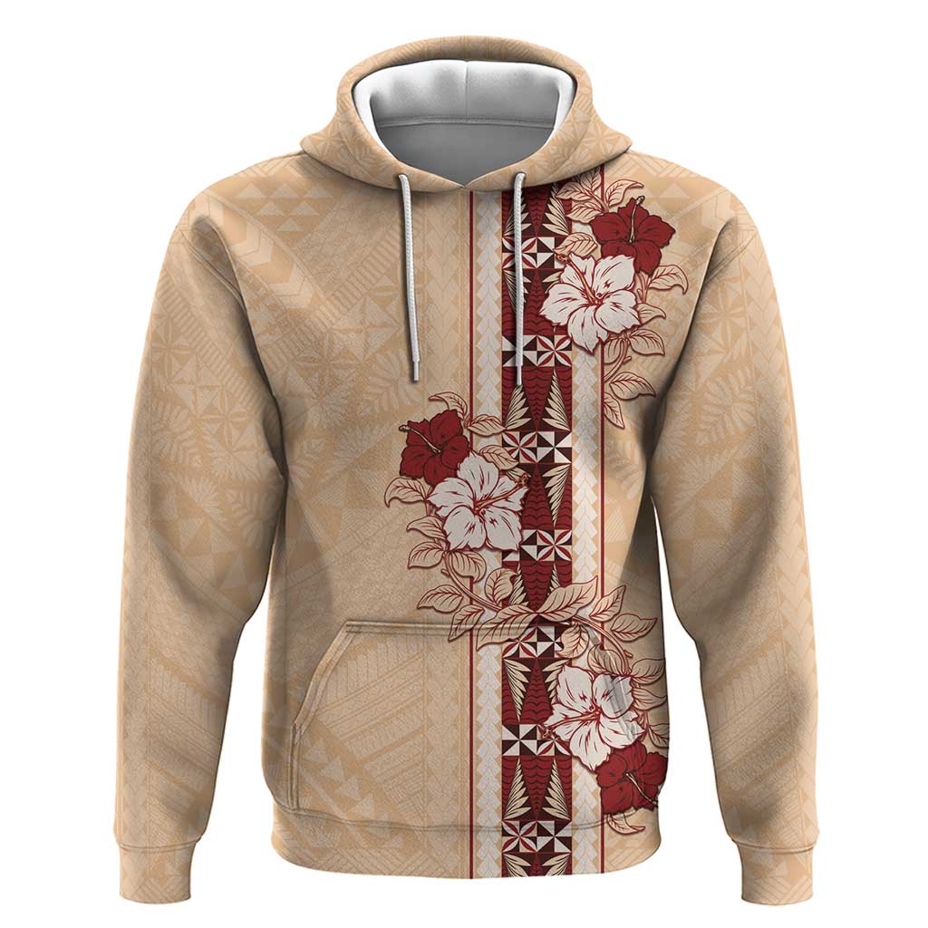 Tonga Language Week Zip Hoodie Hibiscus Tongan Ngatu Pattern