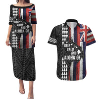 Hawaii 1959 Statehood Day Couples Matching Puletasi and Hawaiian Shirt Classic Style LT05 Black - Polynesian Pride