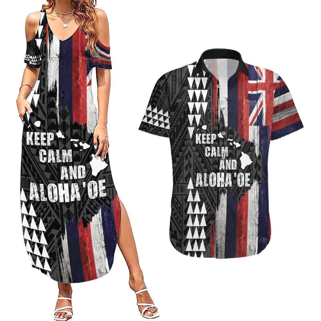 Hawaii 1959 Statehood Day Couples Matching Summer Maxi Dress and Hawaiian Shirt Classic Style LT05 Black - Polynesian Pride