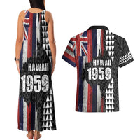 Hawaii 1959 Statehood Day Couples Matching Tank Maxi Dress and Hawaiian Shirt Classic Style LT05 - Polynesian Pride