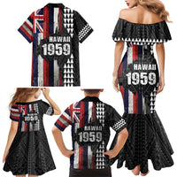 Hawaii 1959 Statehood Day Family Matching Mermaid Dress and Hawaiian Shirt Classic Style