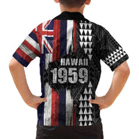 Hawaii 1959 Statehood Day Family Matching Off The Shoulder Long Sleeve Dress and Hawaiian Shirt Classic Style