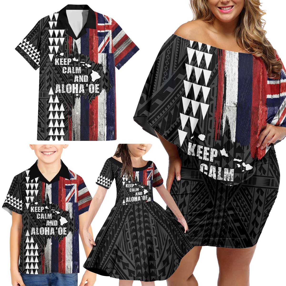 Hawaii 1959 Statehood Day Family Matching Off Shoulder Short Dress and Hawaiian Shirt Classic Style