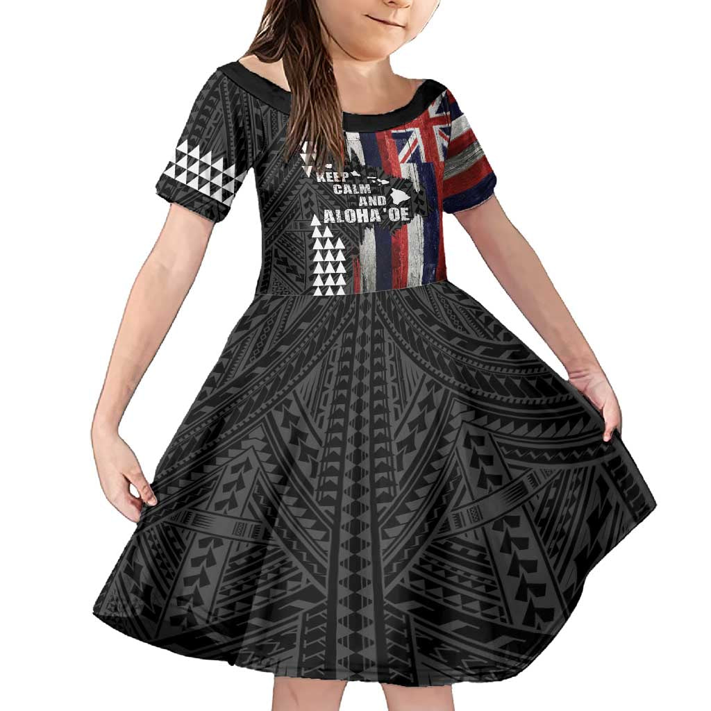 Hawaii 1959 Statehood Day Family Matching Summer Maxi Dress and Hawaiian Shirt Classic Style LT05 Daughter's Dress Black - Polynesian Pride