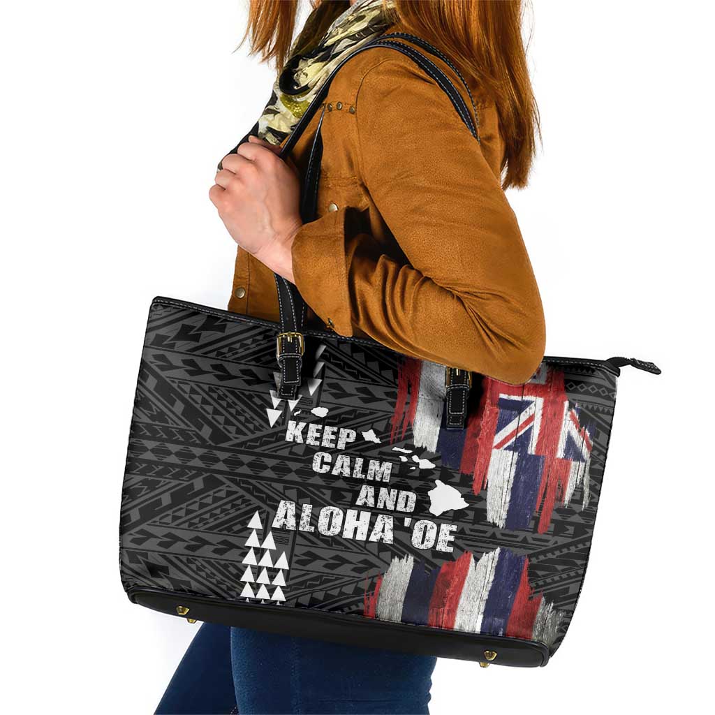 Hawaii 1959 Statehood Day Leather Tote Bag Classic Style LT05 Black - Polynesian Pride