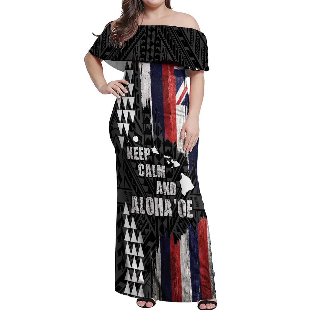 Hawaii 1959 Statehood Day Off Shoulder Maxi Dress Classic Style LT05 Women Black - Polynesian Pride
