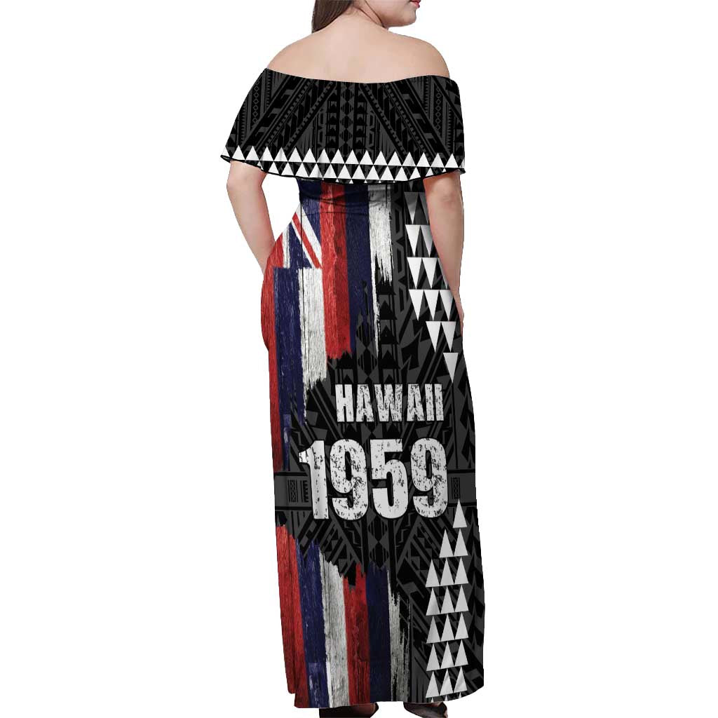 Hawaii 1959 Statehood Day Off Shoulder Maxi Dress Classic Style LT05 - Polynesian Pride