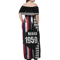 Hawaii 1959 Statehood Day Off Shoulder Maxi Dress Classic Style LT05 - Polynesian Pride