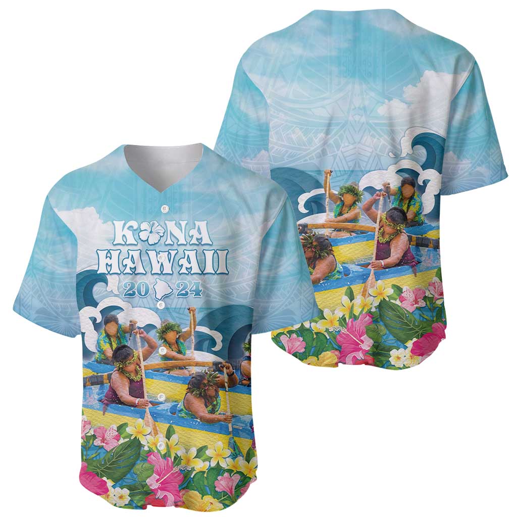 Hawaii Outrigger Canoe Race Baseball Jersey Polynesian Style Watercolor Style