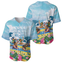 Hawaii Outrigger Canoe Race Baseball Jersey Polynesian Style Watercolor Style