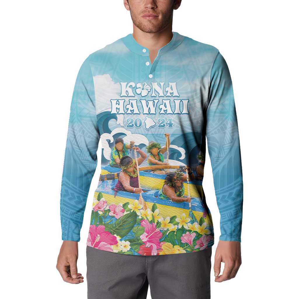 Hawaii Outrigger Canoe Race Button Sweatshirt Polynesian Style Watercolor Style LT05 - Polynesian Pride