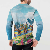 Hawaii Outrigger Canoe Race Button Sweatshirt Polynesian Style Watercolor Style LT05 - Polynesian Pride