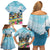 Hawaii Outrigger Canoe Race Family Matching Off Shoulder Short Dress and Hawaiian Shirt Polynesian Style Watercolor Style