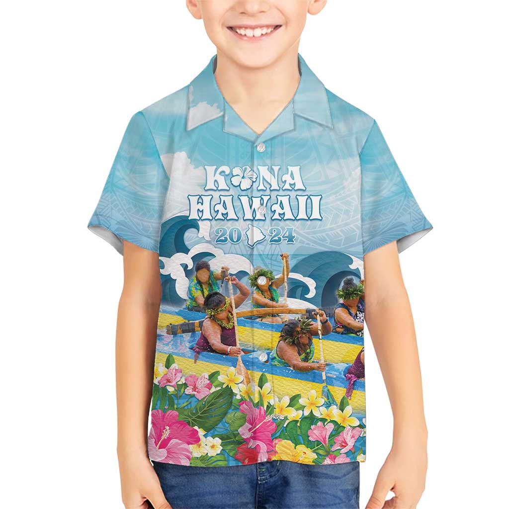 Hawaii Outrigger Canoe Race Family Matching Summer Maxi Dress and Hawaiian Shirt Polynesian Style Watercolor Style