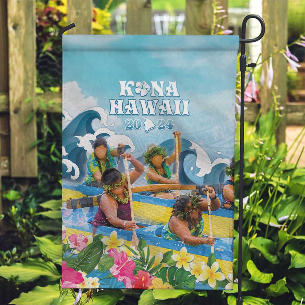 Hawaii Outrigger Canoe Race Garden Flag Polynesian Style Watercolor Style LT05 Garden Flag Blue - Polynesian Pride
