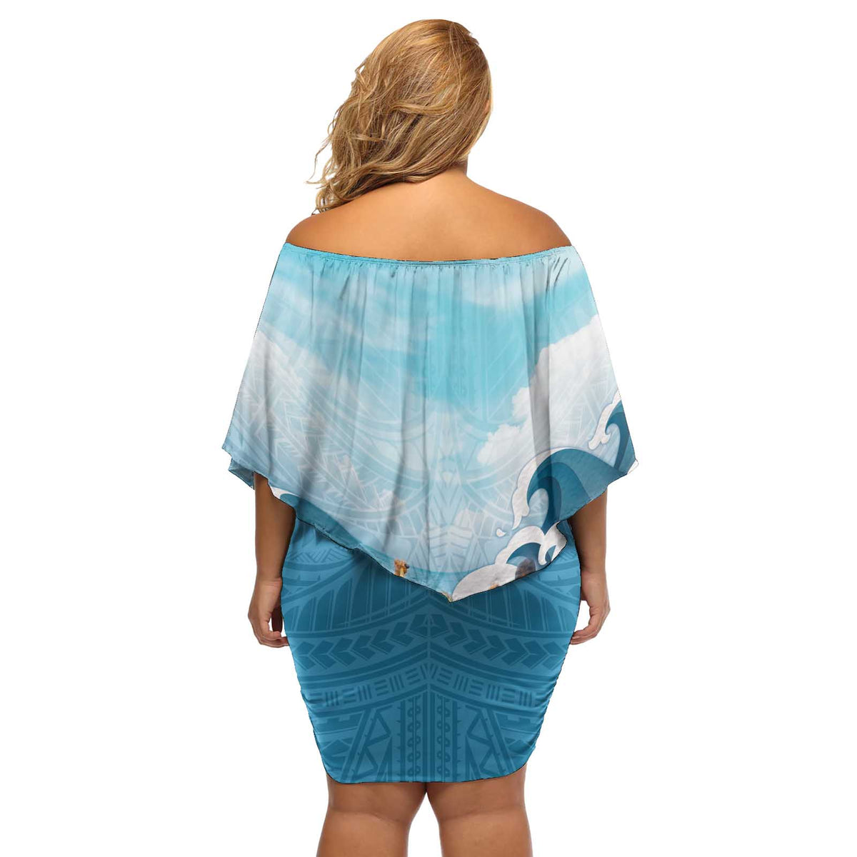 Hawaii Outrigger Canoe Race Off Shoulder Short Dress Polynesian Style Watercolor Style LT05 - Polynesian Pride