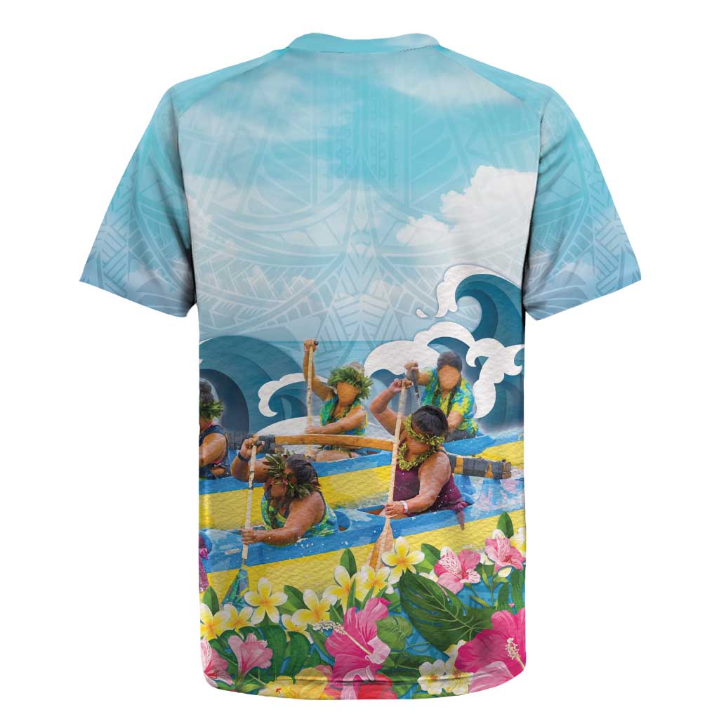 Hawaii Outrigger Canoe Race Rugby Jersey Polynesian Style Watercolor Style LT05 - Polynesian Pride