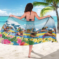 Hawaii Outrigger Canoe Race Sarong Polynesian Style Watercolor Style