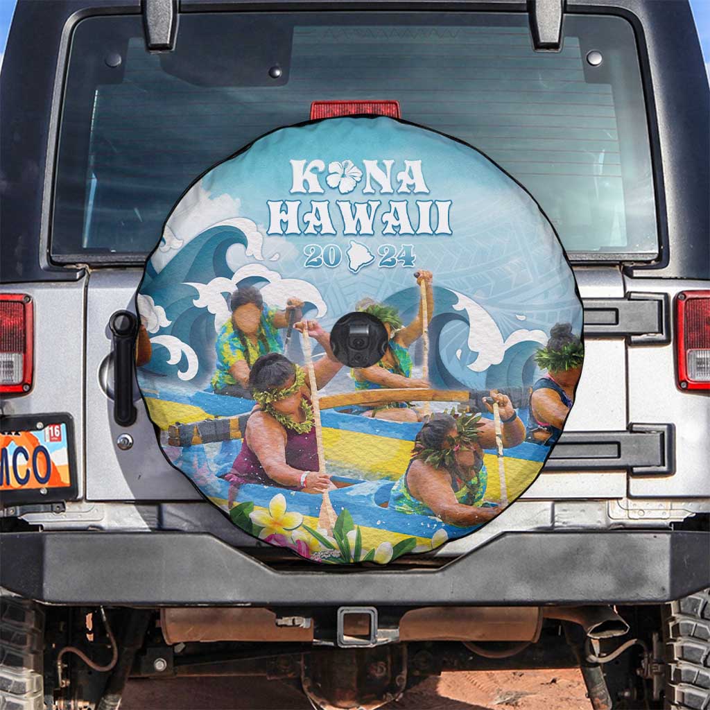 Hawaii Outrigger Canoe Race Spare Tire Cover Polynesian Style Watercolor Style