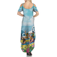 Hawaii Outrigger Canoe Race Summer Maxi Dress Polynesian Style Watercolor Style LT05 - Polynesian Pride