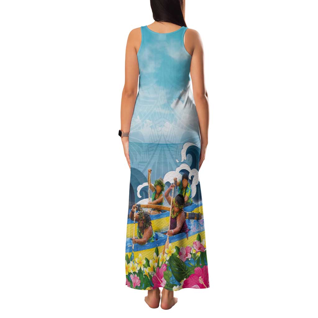Hawaii Outrigger Canoe Race Tank Maxi Dress Polynesian Style Watercolor Style LT05 - Polynesian Pride