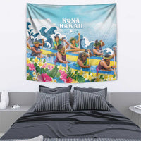 Hawaii Outrigger Canoe Race Tapestry Polynesian Style Watercolor Style