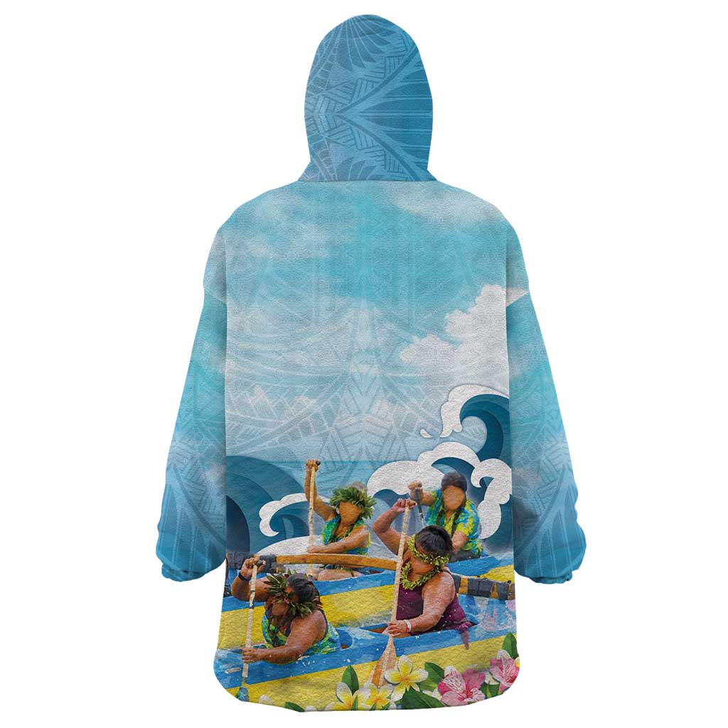 Hawaii Outrigger Canoe Race Wearable Blanket Hoodie Polynesian Style Watercolor Style LT05 - Polynesian Pride