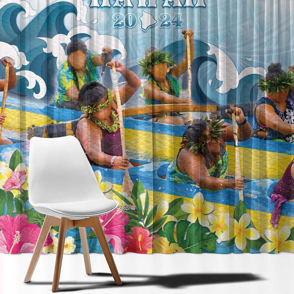 Hawaii Outrigger Canoe Race Window Curtain Polynesian Style Watercolor Style LT05 - Polynesian Pride