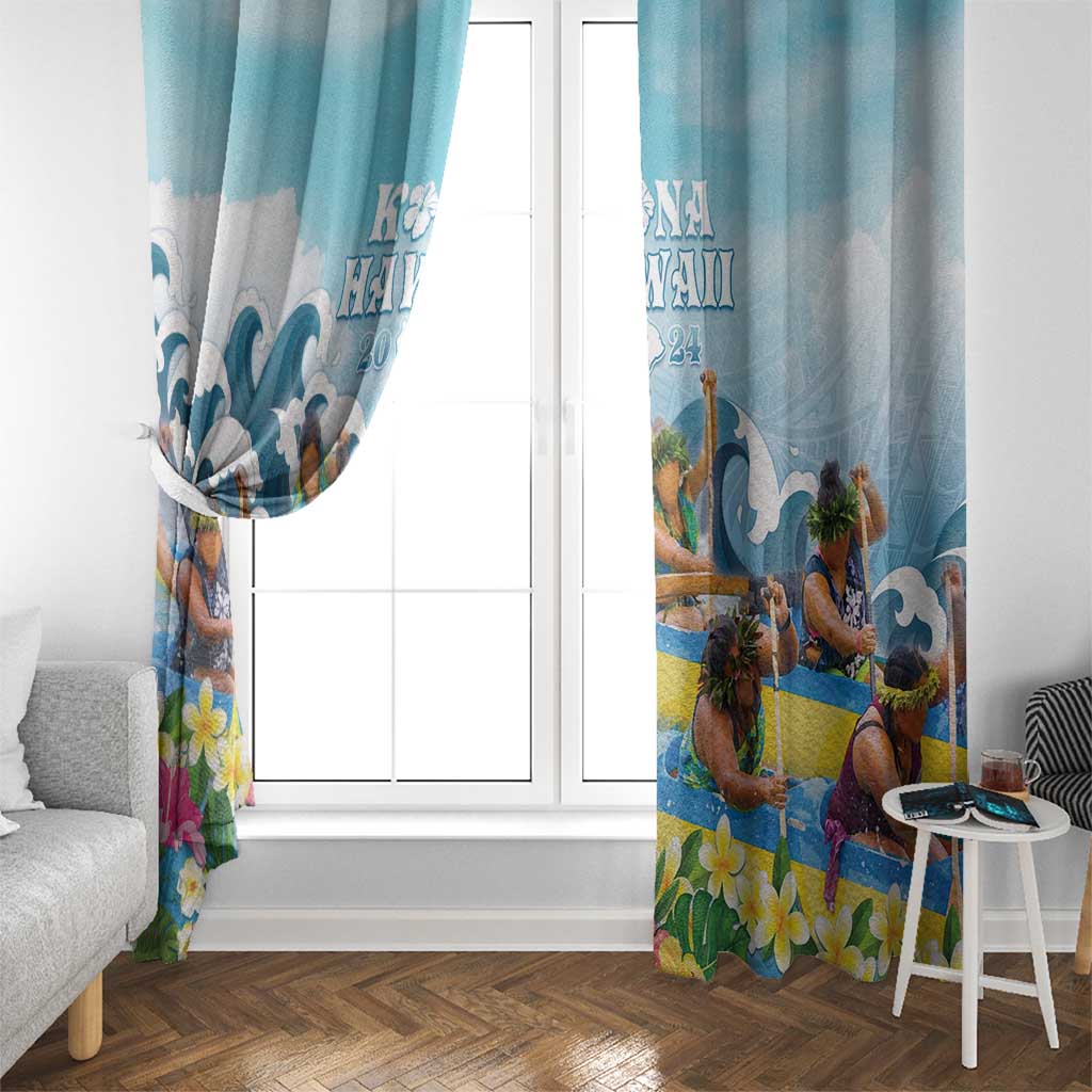 Hawaii Outrigger Canoe Race Window Curtain Polynesian Style Watercolor Style LT05 - Polynesian Pride
