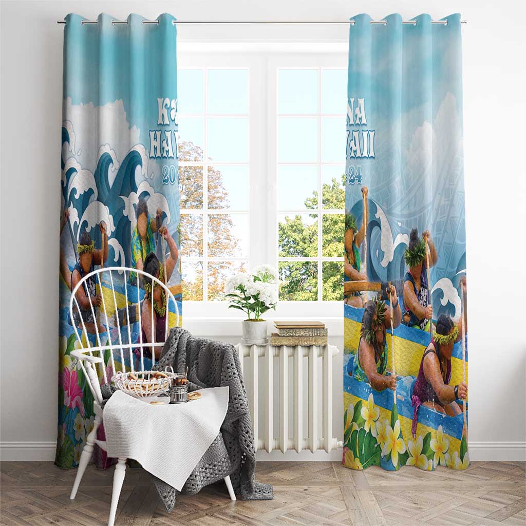 Hawaii Outrigger Canoe Race Window Curtain Polynesian Style Watercolor Style LT05 - Polynesian Pride