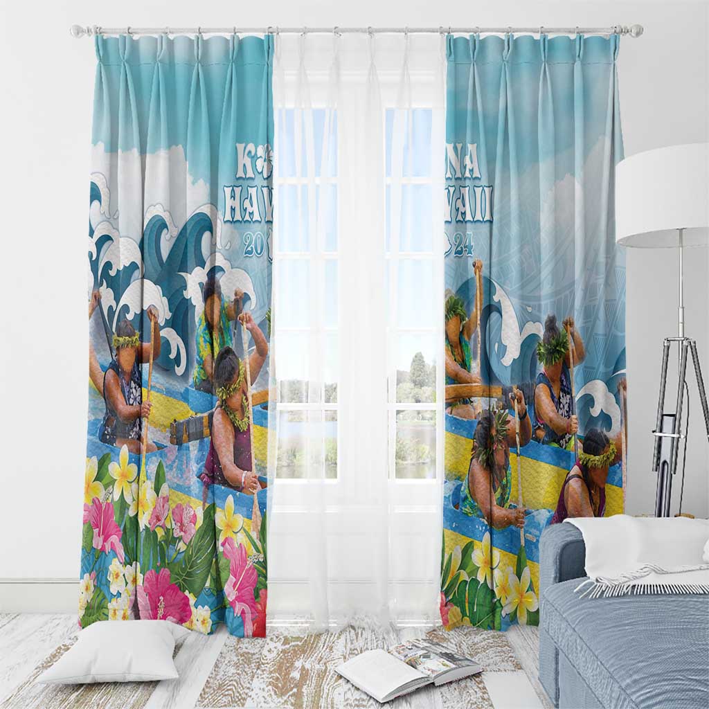 Hawaii Outrigger Canoe Race Window Curtain Polynesian Style Watercolor Style LT05 - Polynesian Pride