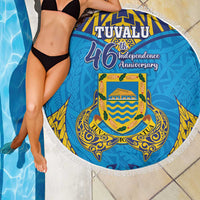 Tuvalu Independence Day Beach Blanket Coat Of Arms With Polynesian Dolphin Tattoo LT05 - Polynesian Pride