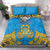 Tuvalu Independence Day Bedding Set Coat Of Arms With Polynesian Dolphin Tattoo