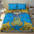 Tuvalu Independence Day Bedding Set Coat Of Arms With Polynesian Dolphin Tattoo